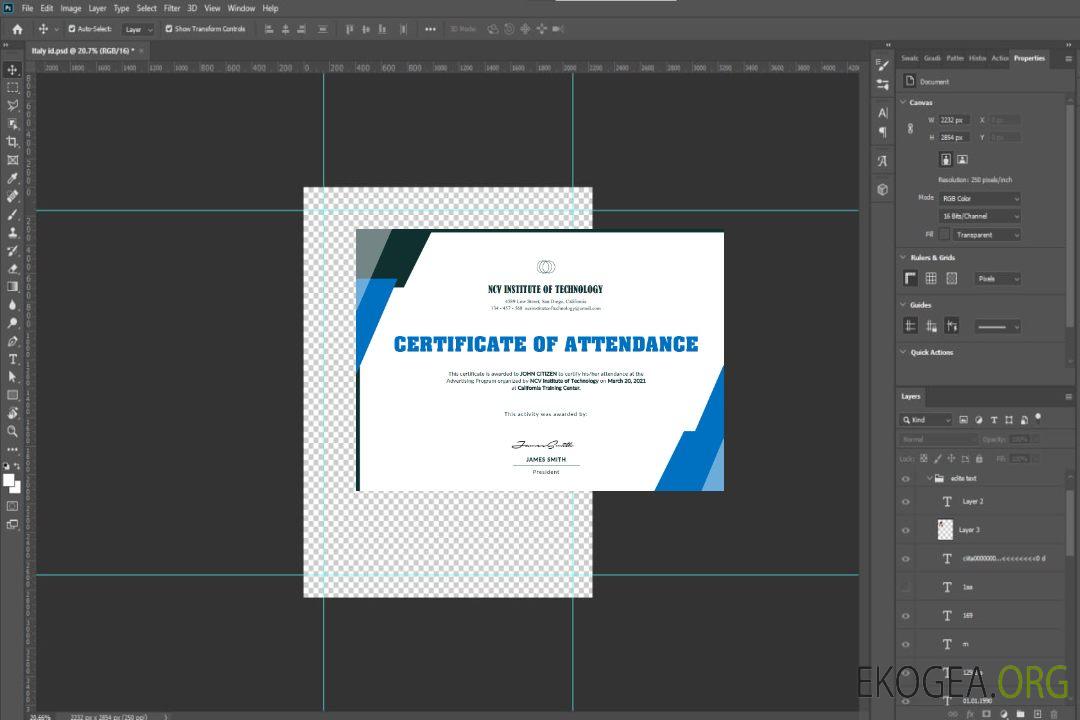 Certificat d'événement du NCV Institute of Technology des États-Unis template